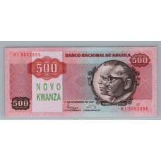 ANGOLA 1991 BILLETE DE 500 KWANZA RESELLADO SIN CIRCULAR Pick 123 RARO